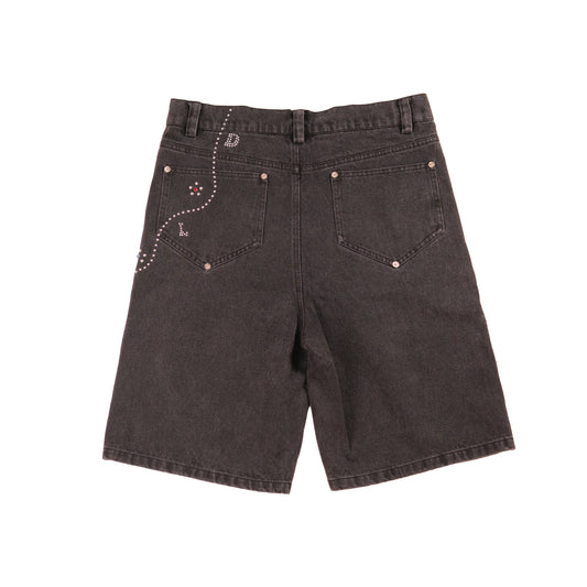 BEDAZZLED JORTS - BLACK