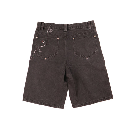 BEDAZZLED JORTS - BLACK