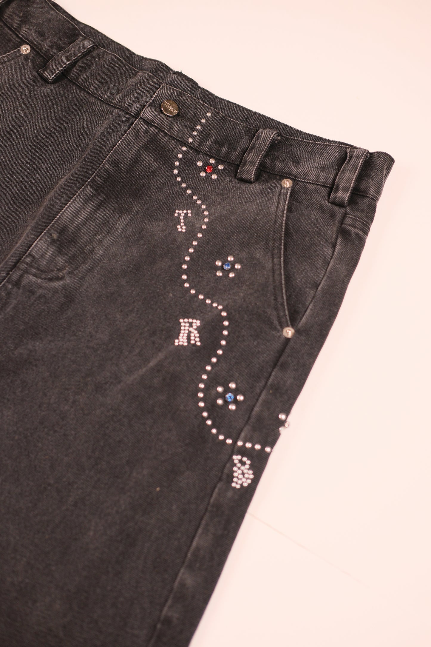 BEDAZZLED JORTS - BLACK