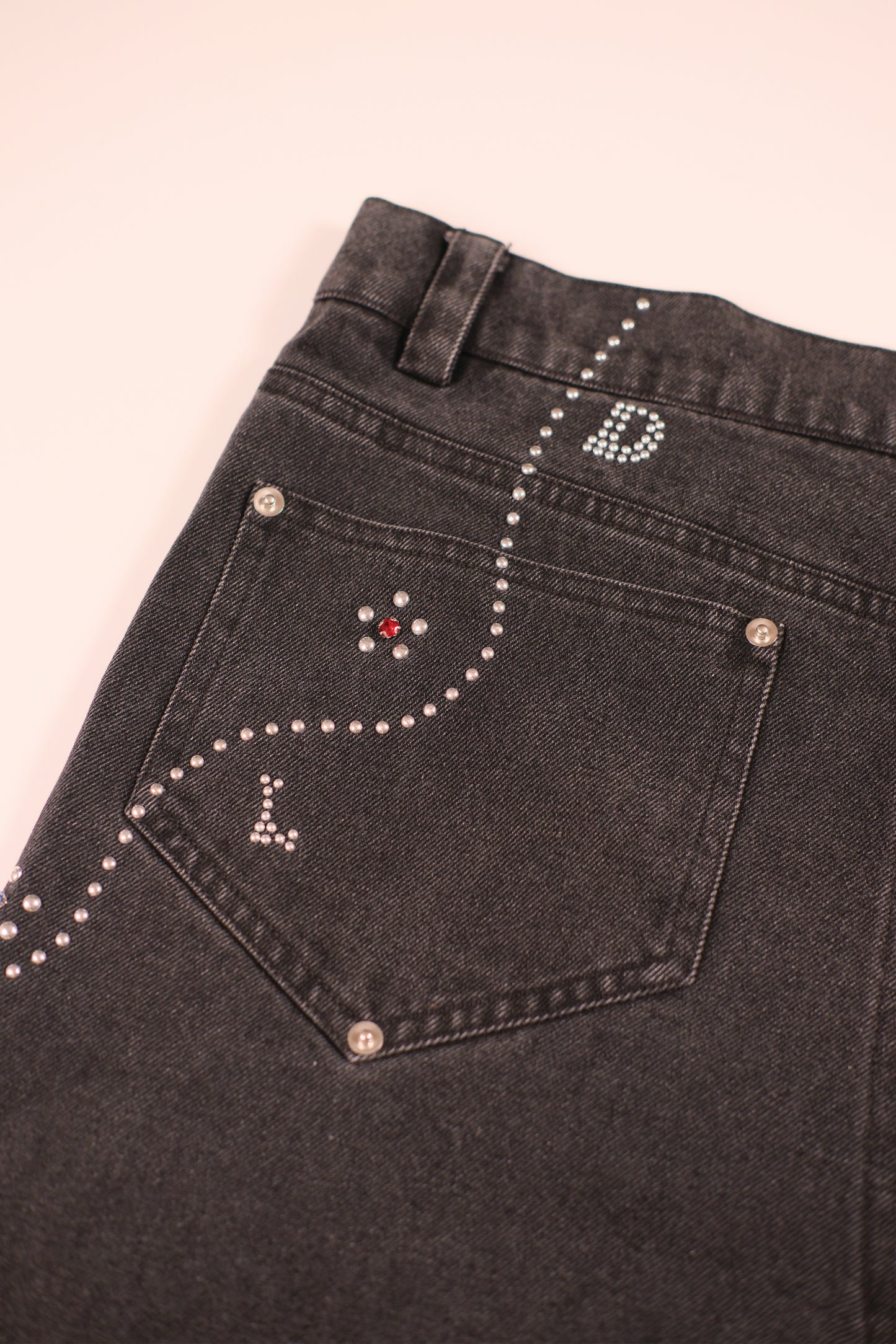 BEDAZZLED JORTS - BLACK
