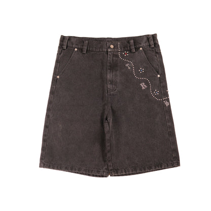 BEDAZZLED JORTS - BLACK