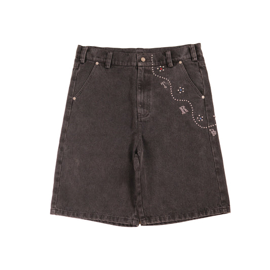 BEDAZZLED JORTS - BLACK